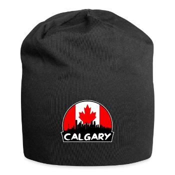 Calgary Canada Flag Skyline Silhouette Travel - Jersey Beanie - black - Front
