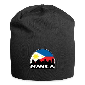 Manila Philippinen Flagge Skyline Silhouette Reisen - Jersey-Beanie - Schwarz - Vorne