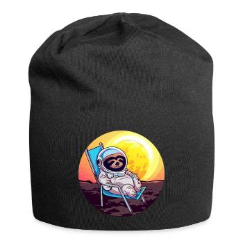 Astronaut sloth in a deck chair - original - Jersey Beanie - black - Front