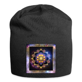 Mandala Lotusblume - Jersey-Beanie - Schwarz - Vorne