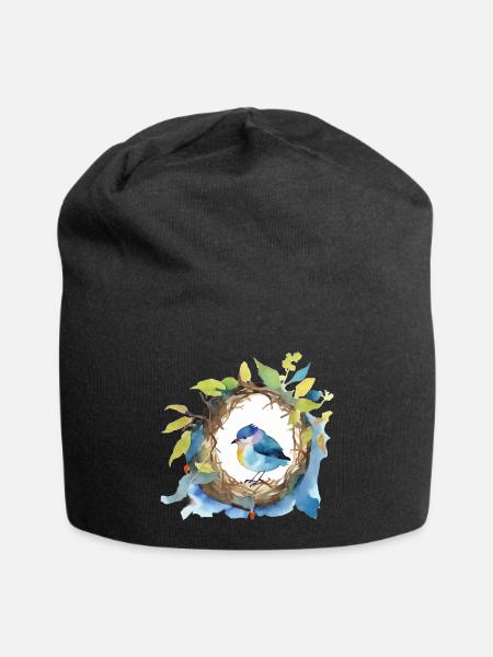 Vogel - Jersey-Beanie - Schwarz