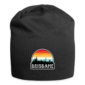 Brisbane Australia Flag Skyline Travel Souvenir - Jersey Beanie - black - Front