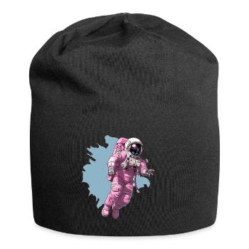 Rosa Raumanzug im Kosmos - Jersey-Beanie - Schwarz - Vorne