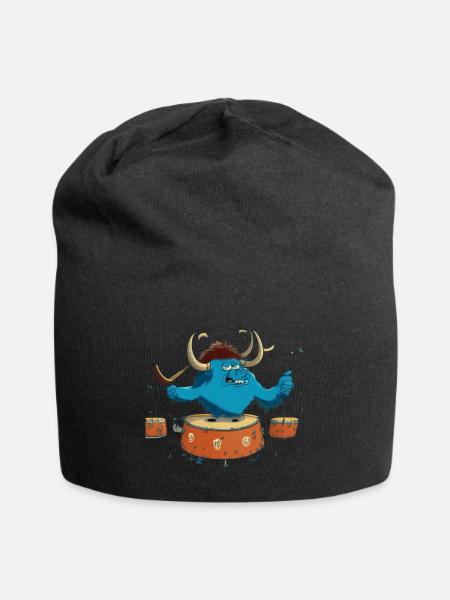 Büffel auf Trommeln - Jersey-Beanie - Schwarz