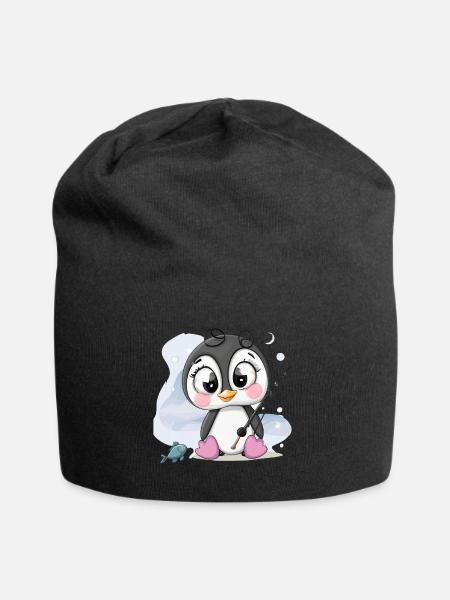 süßes Pinguin Mädchen - Jersey-Beanie - Schwarz