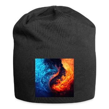 Water And Flame Pattern - Jersey Beanie - black - Front