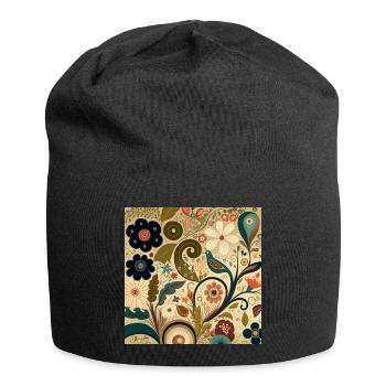 Botanicals Autumnal Flower Pattern - Jersey Beanie - black - Front