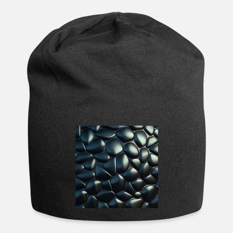 Black Cobblestone Metallic Textured Pattern - Jersey Beanie - black
