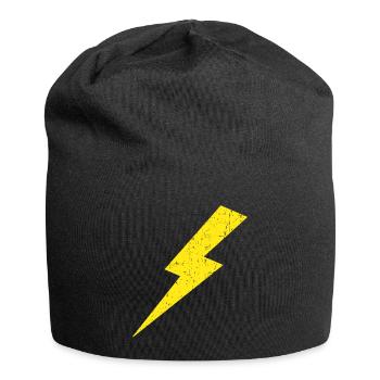 Lightning Bolt Power Yellow Retro Vintage - Jersey Beanie - black - Front