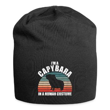 Capybara Zootier Design - Jersey-Beanie - Schwarz - Vorne