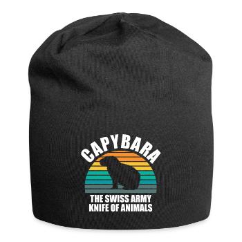 Capybara Zootier Design - Jersey-Beanie - Schwarz - Vorne