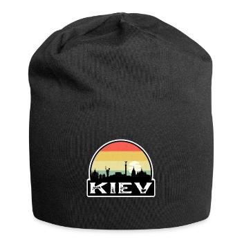 Kiev Ukraine Flag Skyline Travel Souvenir - Jersey Beanie - black - Front