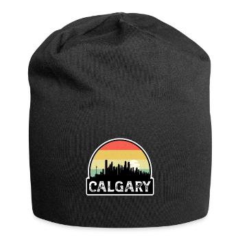 Calgary Canada Flag Skyline Travel Souvenir - Jersey Beanie - black - Front