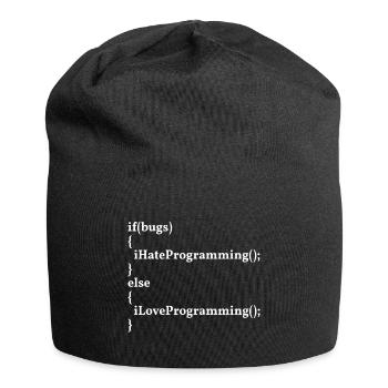 LoveProgramming, HateBugs! #InformatikerHumor - Jersey-Beanie - Schwarz - Vorne