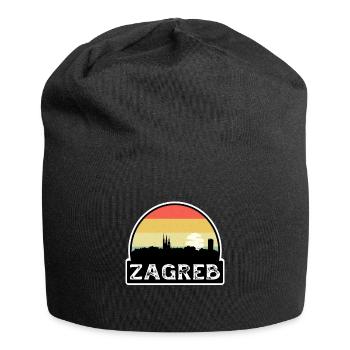 Zagreb, Kroatien, Flagge, Skyline, Reisesouvenir - Jersey-Beanie - Schwarz - Vorne