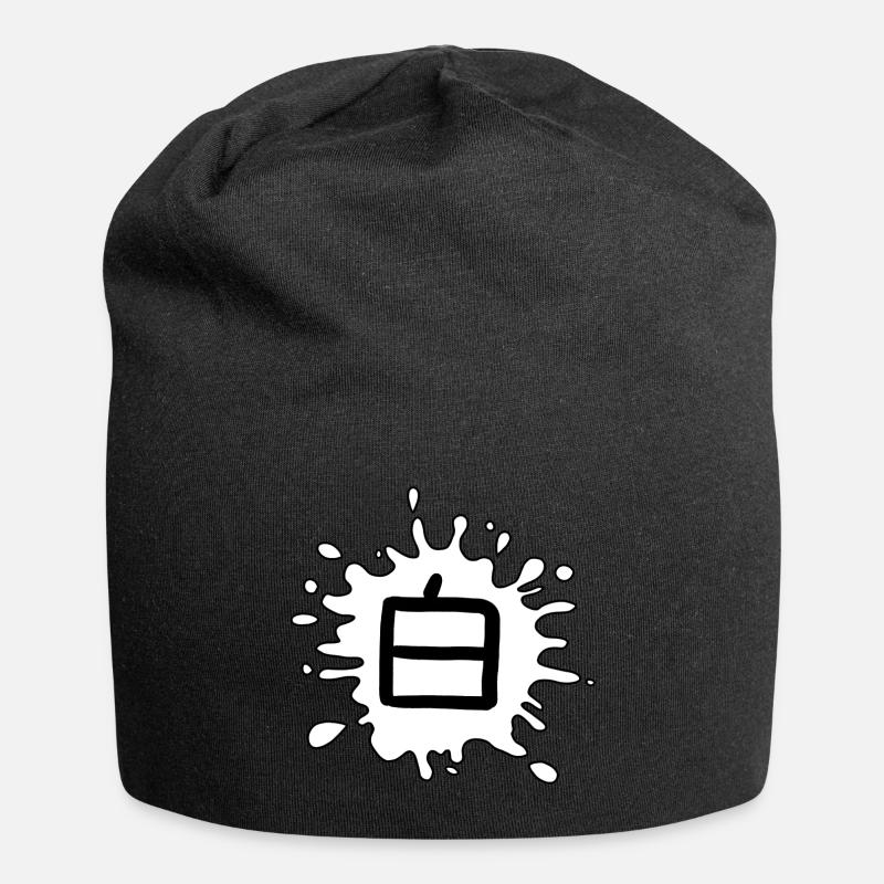 Couleur: Blanc en japonais - Bonnet en jersey - noir