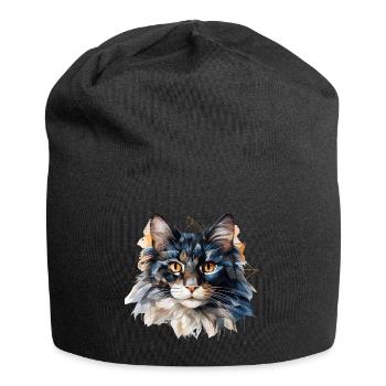 Geometric Cat Portrait Facet Art - Jersey Beanie - black - Front