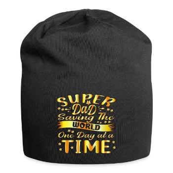 Super Daddy rettet die Welt an einem Tag zu einer goldenen Zeit - Jersey-Beanie - Schwarz - Vorne