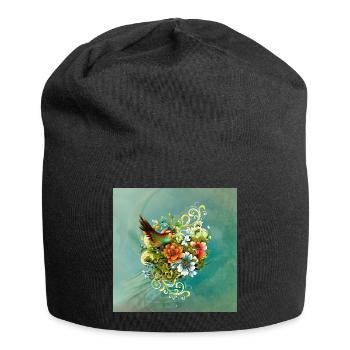 Die Schönheit von Vögeln und Blumen zusammen. - Jersey-Beanie - Schwarz - Vorne