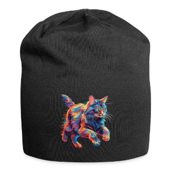 Colorful Maine Coon Cat Neon - Jersey Beanie - black - Front