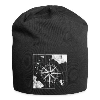Vintage Kompass Nautic Design - Jersey-Beanie - Schwarz - Vorne
