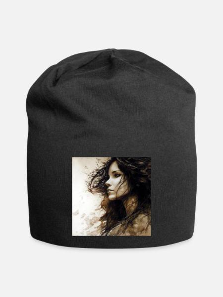 Portrait femme 01 - Bonnet en jersey - noir