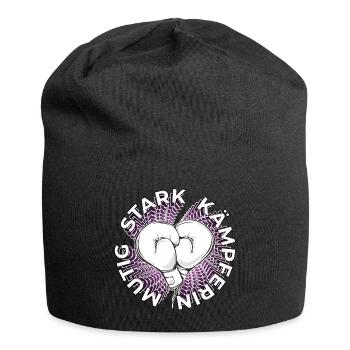 Kämpferin - stark - mutig - Herz - Boxhandschuhe - Jersey-Beanie - Schwarz - Vorne