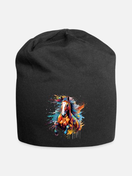 Pferd, Pferd - Jersey-Beanie - Schwarz