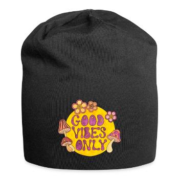 Good Vibes Only 70s Funky Groovy Flower Power 60E - Jersey Beanie - black - Front
