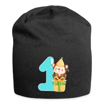 1st birthday. first birthday - Jersey Beanie - black - Front
