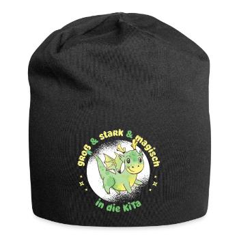 Drache - erster Tag in der KiTa - Jersey-Beanie - Schwarz - Vorne
