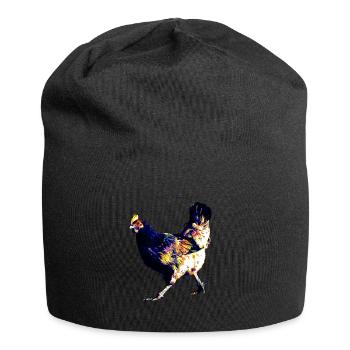 Huhn bunt Henne - Jersey-Beanie - Schwarz - Vorne