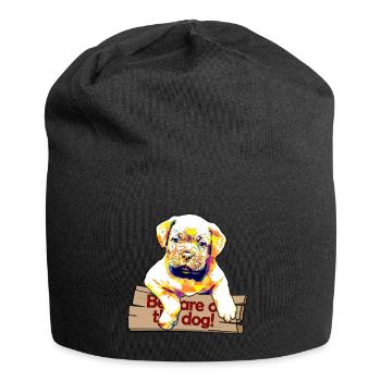 Avertissement sur le chien - Chiot mignon - Bonnet en jersey - noir - Devant