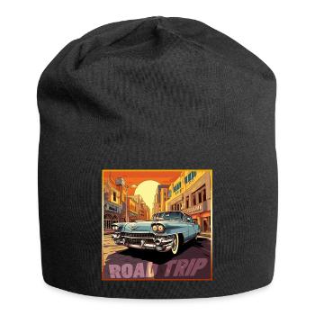 Road Trip,Car,America,Catoon Look - Jersey-Beanie - Schwarz - Vorne
