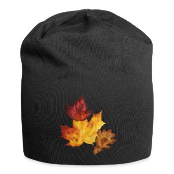 Automne, feuillage, octobre doré, feuilles automnales - Bonnet en jersey - noir - Devant