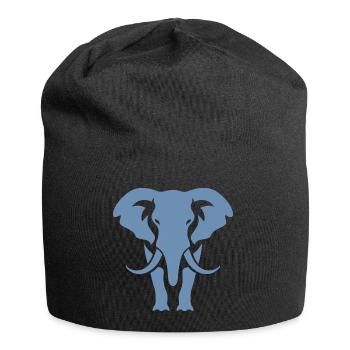 Elephant Silhouette White Logo - Jersey Beanie - black - Front