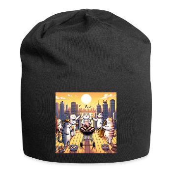 Katzen Barbecue - Jersey-Beanie - Schwarz - Vorne