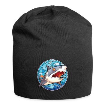 Hai buntes Aquarell Tier Haustier Illustration - Jersey-Beanie - Schwarz - Vorne