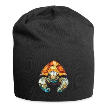Schildkröte buntes Aquarell Tier Illustration - Jersey-Beanie - Schwarz - Vorne