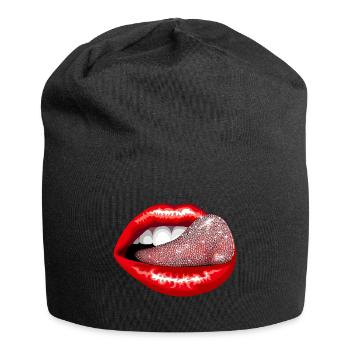 Glitzerzunge - Jersey-Beanie - Schwarz - Vorne