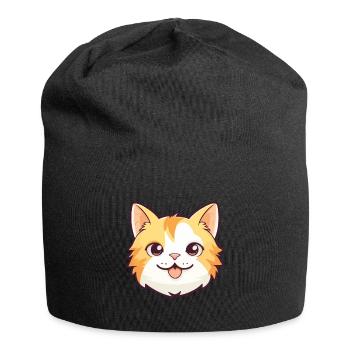 Hauskatze Cartoon Aquarell Illustration - Jersey-Beanie - Schwarz - Vorne