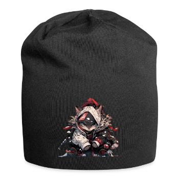 cute samurai cat - Jersey-Beanie - Schwarz - Vorne
