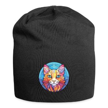 Dessin animé d’aquarelle colorée de chat de brume australienne - Bonnet en jersey - noir - Devant