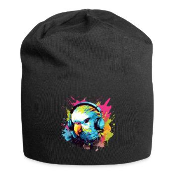 Budgie with headphones Budgies Bird - Jersey Beanie - black - Front