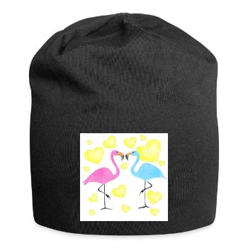 Verliebte Flamingos - Jersey-Beanie - Schwarz - Vorne