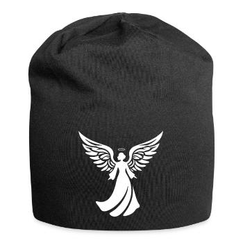 engel silhouette weihnachten heiligenschein - Jersey-Beanie - Schwarz - Vorne