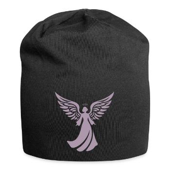 engel silhouette weihnachten heiligenschein - Jersey-Beanie - Schwarz - Vorne