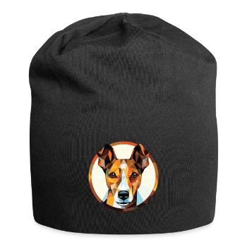 Glatte Foxterrier-Hunderasse buntes Aquarell - Jersey-Beanie - Schwarz - Vorne
