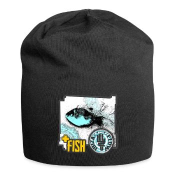 Aquatic Fish Illustration with Activist Badge - Jersey-Beanie - Schwarz - Vorne