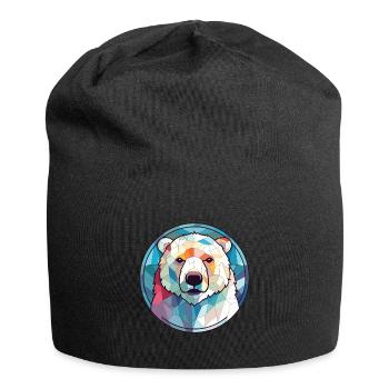 Polar Bear Colorful Watercolor Animal Illustration - Jersey Beanie - black - Front